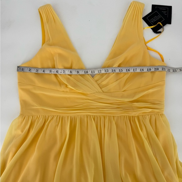 New MAC DUGGAL Size 18 Evening Gown Yellow Chiffon Sleeveless Wrap Formal Dress - Picture 14 of 16